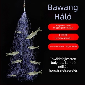 Horog nélküli horgászháló készlet, ultraragasztó hálóval édesvízi horgászatra