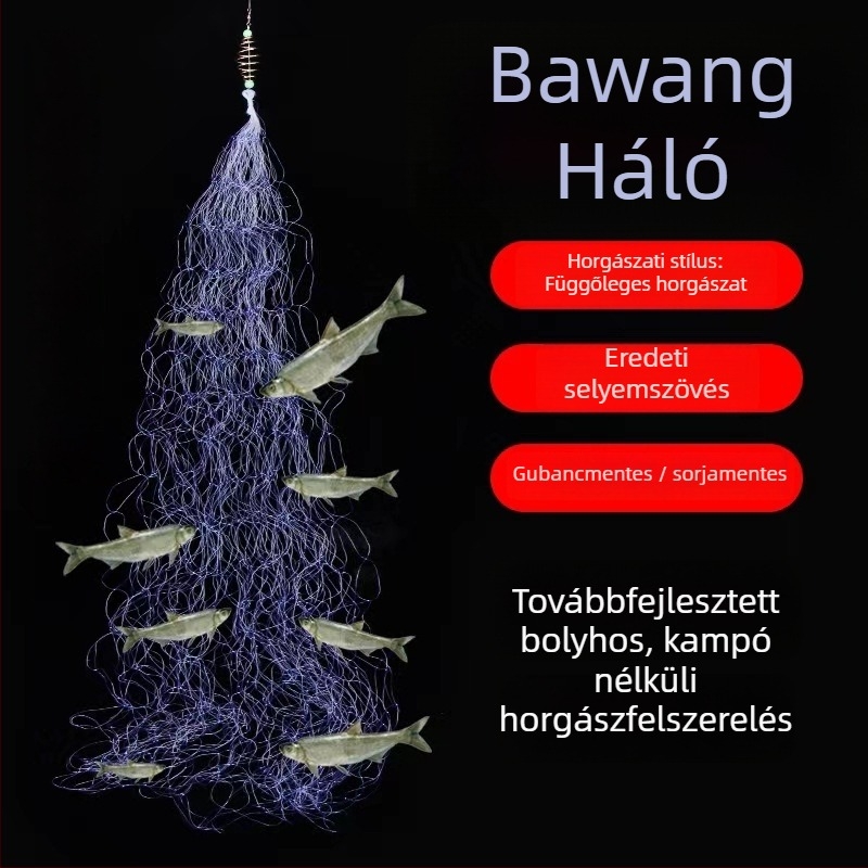 Horog nélküli horgászháló készlet, ultraragasztó hálóval édesvízi horgászatra