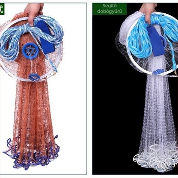 Frisbee-stílusú kézi dobású halászháló (Márka Xinpeng; Anyag: tire line)