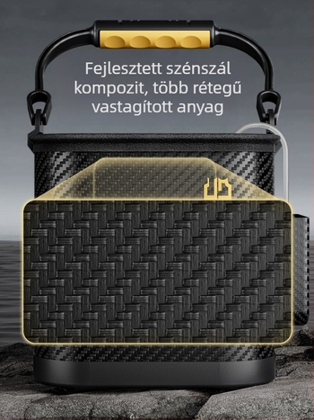 Kemping vízvödör, átlátszó halas vödör, halak védelmére szolgáló vödör, hordozható összecsukható halászati vödör (Anyag: anti-weaving technology)