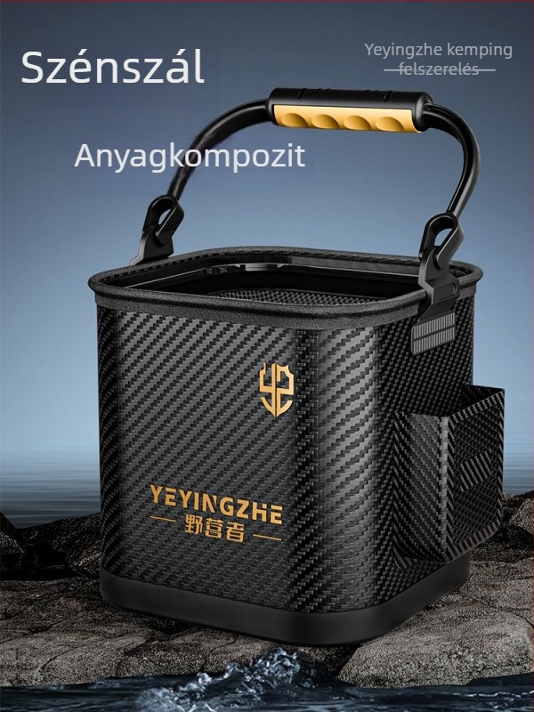 Kemping vízvödör, átlátszó halas vödör, halak védelmére szolgáló vödör, hordozható összecsukható halászati vödör (Anyag: anti-weaving technology)