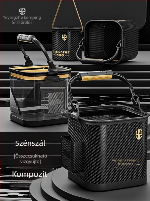 Kemping vízvödör, átlátszó halas vödör, halak védelmére szolgáló vödör, hordozható összecsukható halászati vödör (Anyag: anti-weaving technology)
