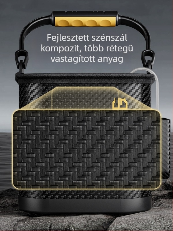 Kemping vízvödör, átlátszó halas vödör, halak védelmére szolgáló vödör, hordozható összecsukható halászati vödör (Anyag: anti-weaving technology)