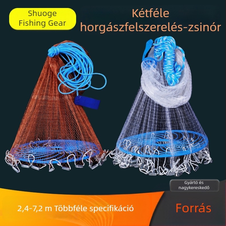 Kézzel dobható háló monofilament damillal, retro körkörös horgászháló