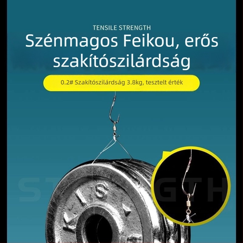 Szénalapú, nehéz horgász vezető készlet kettős horoggal, PE alsó vonal, 20 pár, dobozban