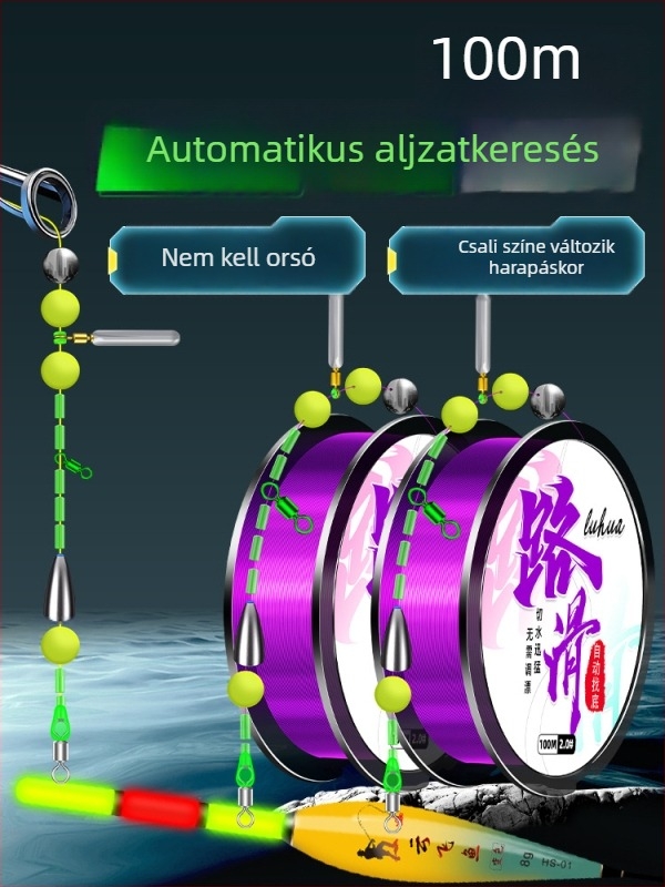Alsóhorgászkészlet automata aljkeresővel, kész fő zsinór, nylon 100 m