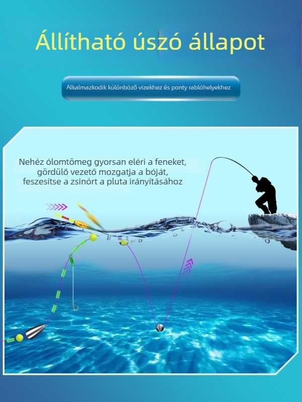 Alsóhorgászkészlet automata aljkeresővel, kész fő zsinór, nylon 100 m