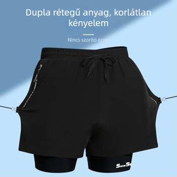 Férfi dupla rétegű gyorsan száradó úszónadrág boxer-stílusban, poliészter 85% anyag, 100% poliészter bélés, 190 g/m²