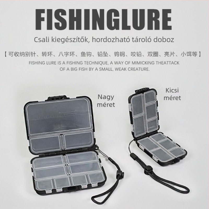 Csali doboz – hordozható kétszintes tároló kis kiegészítők és horgászati eszközök számára (Márka: Unique, Kategória: Horgász felszerelés)