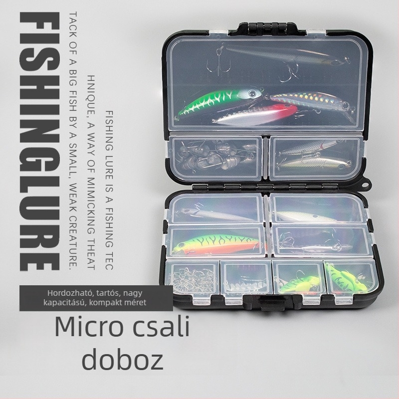 Csali doboz – hordozható kétszintes tároló kis kiegészítők és horgászati eszközök számára (Márka: Unique, Kategória: Horgász felszerelés)