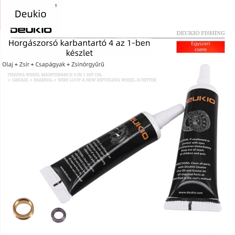 Horgászorsó karbantartó készlet kenőzsírral és eszközökkel