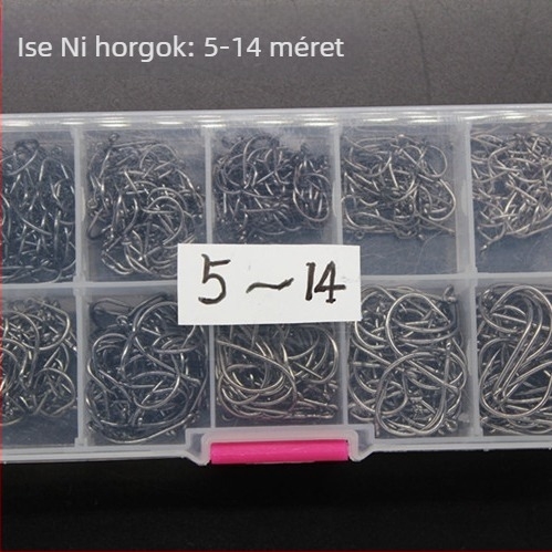 Iseni horgok No.3.5, 500 db, dobozos csomagolásban, gyűrűs vagy tüskés kivitelben, tengeri és édesvízi horgászathoz