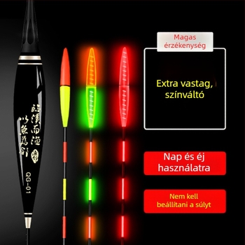 Világító úszó horgászathoz, rendkívül érzékeny kapásjelzővel, nappali- és éjszakai használatra, vastag farokrész dizájn