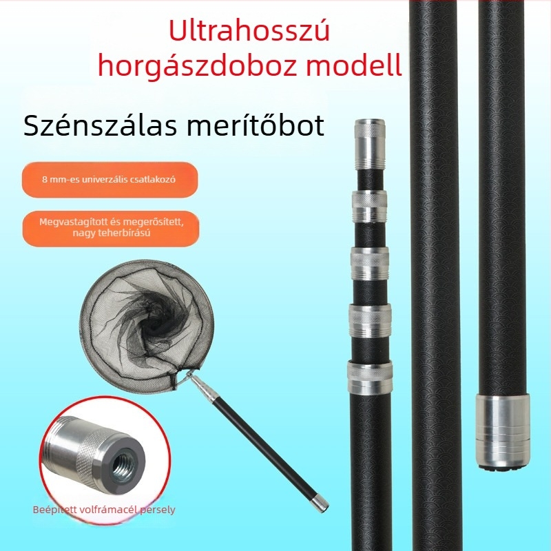 Ultra rövid teleszkópos halászhálózsinórnyél anti-rotációs fejjel, üvegszál XS2208 – egyetlen bot, készlet