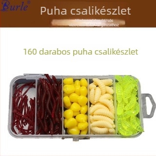 161 darab puha csali horgász készlet: kenyérgiliszta, földigiliszta, kukoricadarabok és piros giliszta