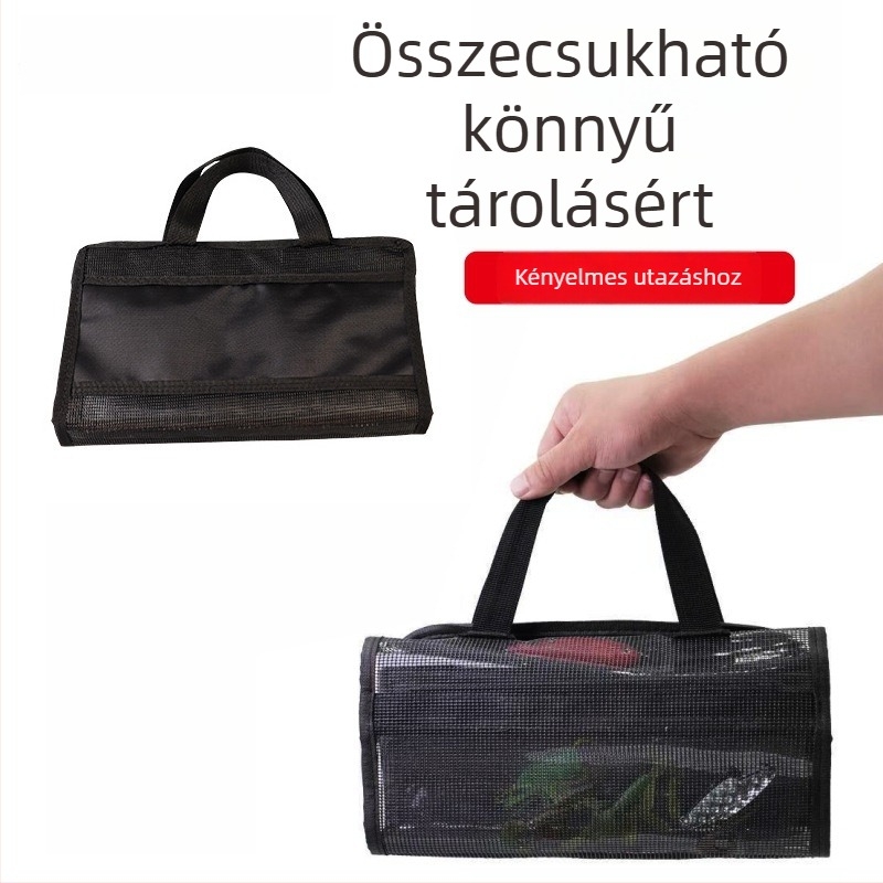 PVC halászati csali táska öt rekesszel, átlátszó hálóval, hordozható és összecsukható