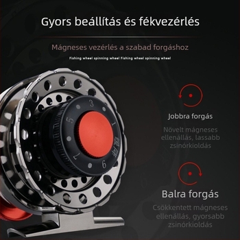 Teljesen fémből készült horgászorsó mágneses lassú süllyedésű mechanizmussal, raft- és jégbeli horgászathoz