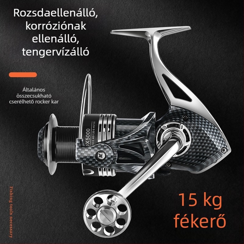 Teljesen fém spinning orsó, 15 csapágy, tengeri horgászat, hosszú dobások