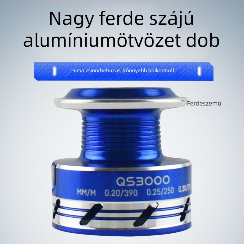 Spinning orsó horgászathoz, alumínium line-spool, erős nylon test, hosszú dobásokhoz