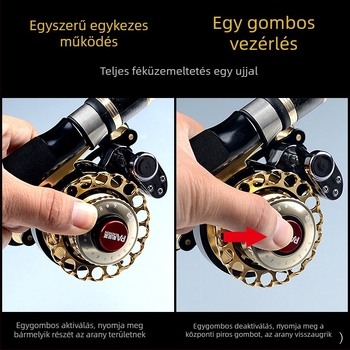 Horgászorsó mágnesfékkel, mikro ólomtömegekkel és egygombos lassú eresztéssel