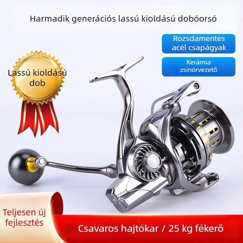 Diva 3. generáció teljesen fém tengervízálló horgászorsó, 8000-es sorozat, 19 csapágy, 12000 orsó