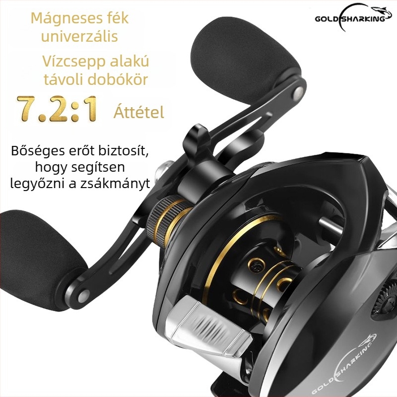 Golden Shark King pergetőorsó – ultra hosszú dobás, anti-backlash, minden vízre, teljesen fém konstrukció, mágneses fék