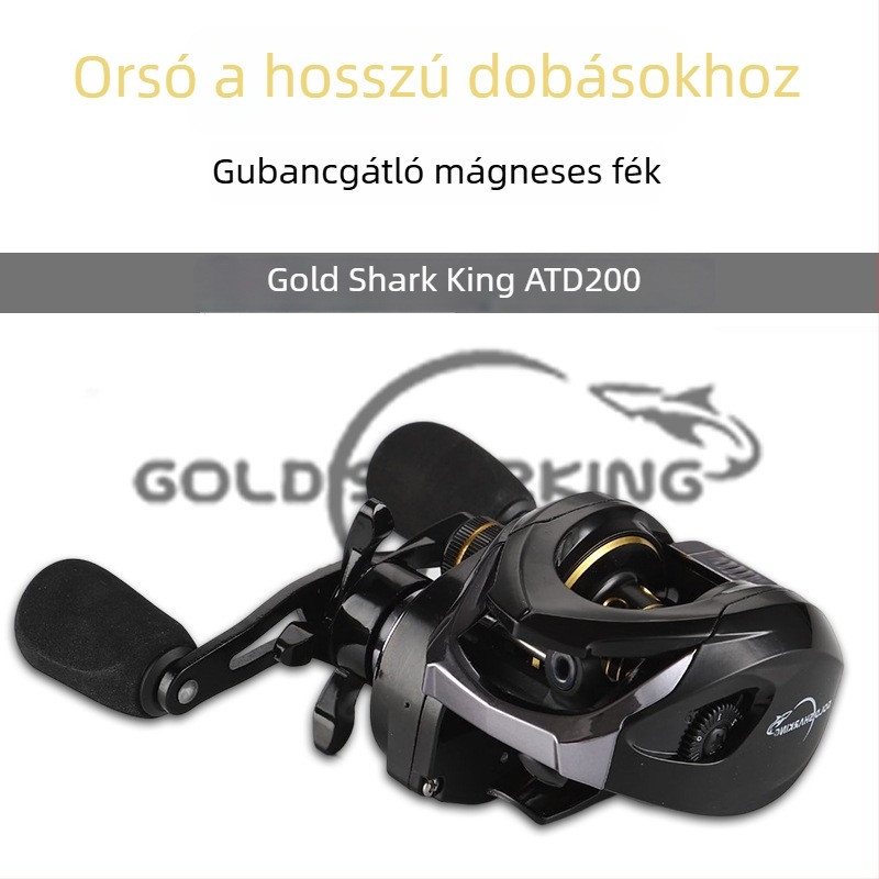 Golden Shark King pergetőorsó – ultra hosszú dobás, anti-backlash, minden vízre, teljesen fém konstrukció, mágneses fék