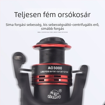 Komelon kettős drag spinning orsó, teljesen fém dob, elő- és hátsó fék