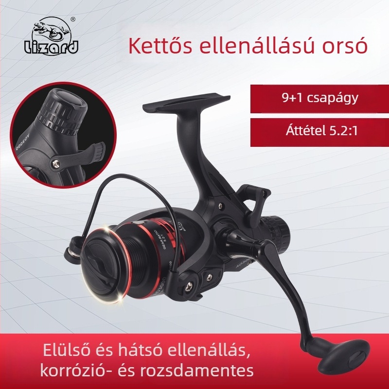 Komelon kettős drag spinning orsó, teljesen fém dob, elő- és hátsó fék