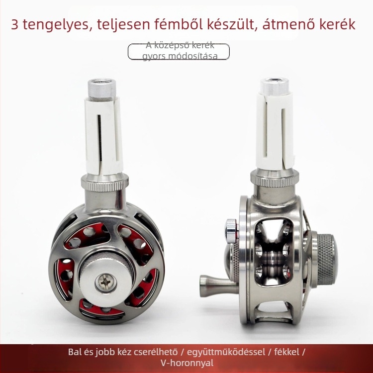 40/50 modell, 3-tengelyes, teljesen fémből készített kézzel módosított középső átfolyásos orsó, V-alakú barázda, két színű szalag