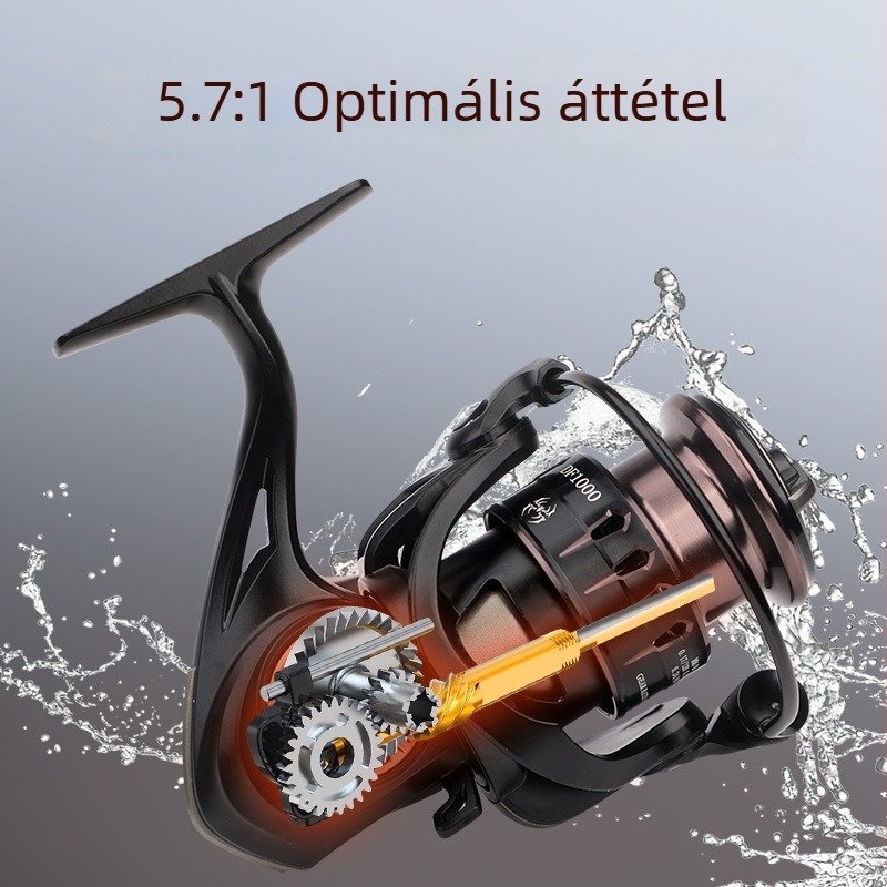 Luya Spinning Reel mikro kerékkel, fém test, egy- és kettős kar, univerzális Luya horgászorsó