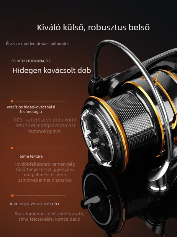 Spinning orsó sós vízhez, korrózióálló fémből, beépített dizájn, nincs holtjáték