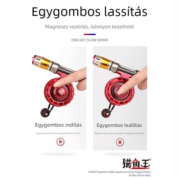Teljesen fémes mágneses fékes jéghalász orsó dupla zsinóros rendszerrel