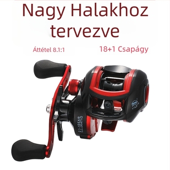 Komelon horgászorsó fém orsóval, nagy sebesség, több csapágy, rendkívül sima, fekete