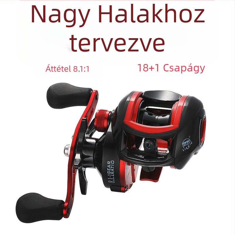 Komelon horgászorsó fém orsóval, nagy sebesség, több csapágy, rendkívül sima, fekete