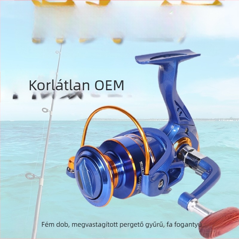 Kalio spinning orsó, teljesen fémből készült, CNC fém csésze, fa nyél, könnyű és tartós tengeri és sziklához való horgászatra