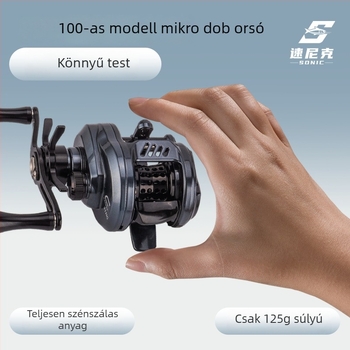 Mikrohorgászathoz való dobos orsó, pistolymarkolattal és mágneses fékkel karbon-kompozitból