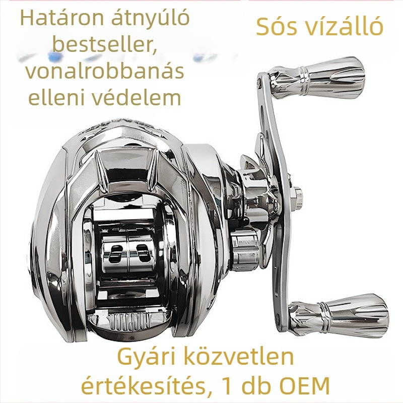 Horgászorsó dobos kivitelben, teljes ezüst színű fém konstrukció, fém huzalból készült tálka, sokoldalú használat hosszú dobásokhoz