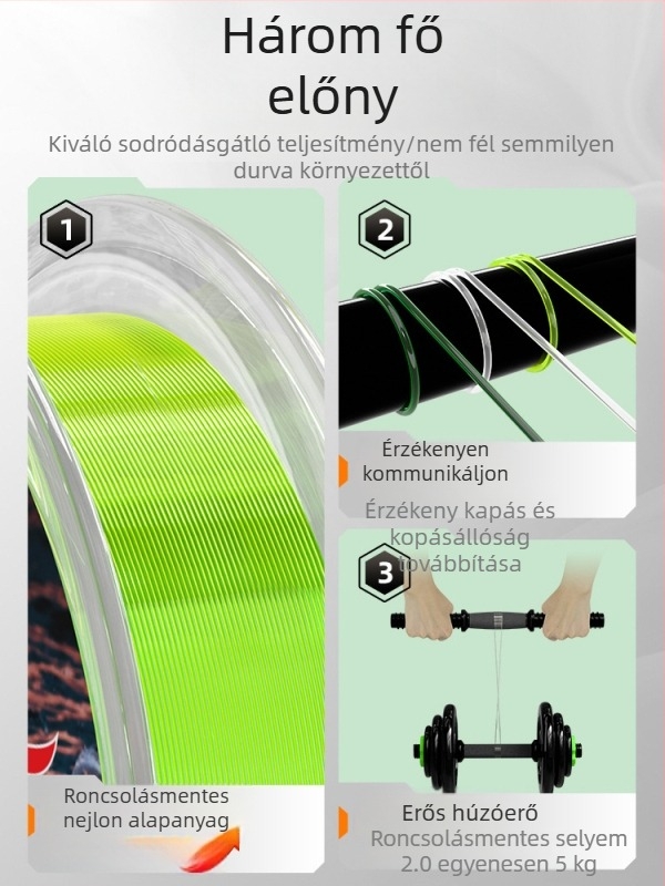 Nylon főline szikla-horgászathoz, 120 m, kopásálló, magas szakítószilárdság, harapás elleni, tekeredésmentes