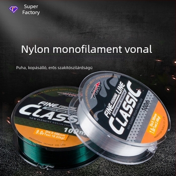 Monofil Nylon horgászzsinór, átlátszó, hossz 150 m vagy 100 m, szakítószilárdság 20–220 lb
