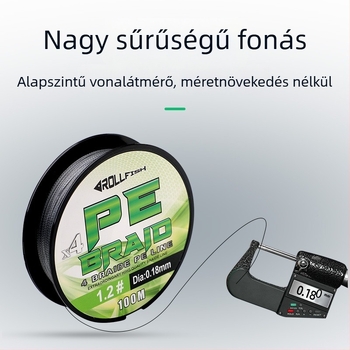 ROLLFISH Fő zsinór PE anyagból, 4-szálas sodrott kötés, 100 m, hosszú dobás