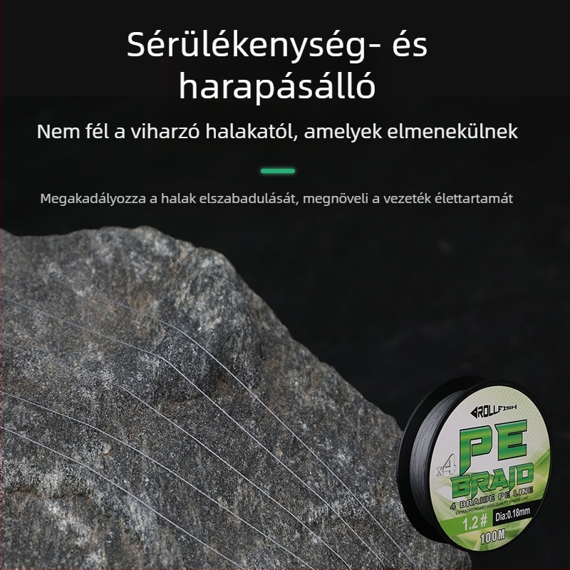 ROLLFISH Fő zsinór PE anyagból, 4-szálas sodrott kötés, 100 m, hosszú dobás