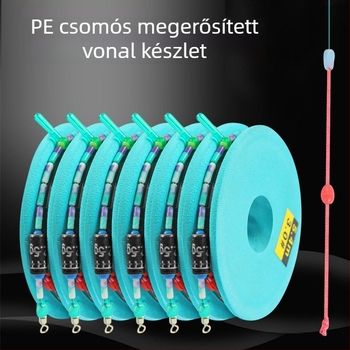 Nylon fő horgász damil fő szett megerősített csomókkal, folyó- és tóparti horgászathoz, hossz 7.2