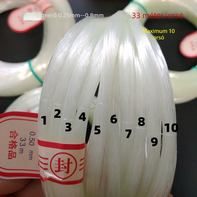 Nylon főzsinór horgászathoz, átmérők 0,25–0,8–1,0–1,6 mm