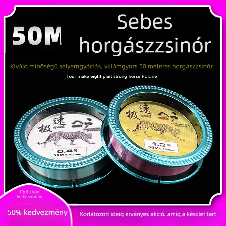 50 m nylon horgászzsinór – főzsinór és vezetőzsinór, magas szakítószilárdság