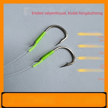 Nylon csomómentes horgász rig gyöngyökkel és dupla horoggal, megerősített