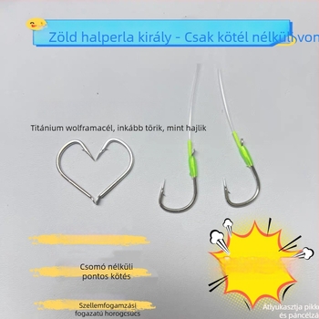 Nylon csomómentes horgász rig gyöngyökkel és dupla horoggal, megerősített