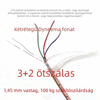 1,35 mm Kétszintes Dyneema Kötött Vezeték 3+2, ónbevonat rézmaggal, 2 Emailezett Réz Vezeték 120 kg Túlterheléshez