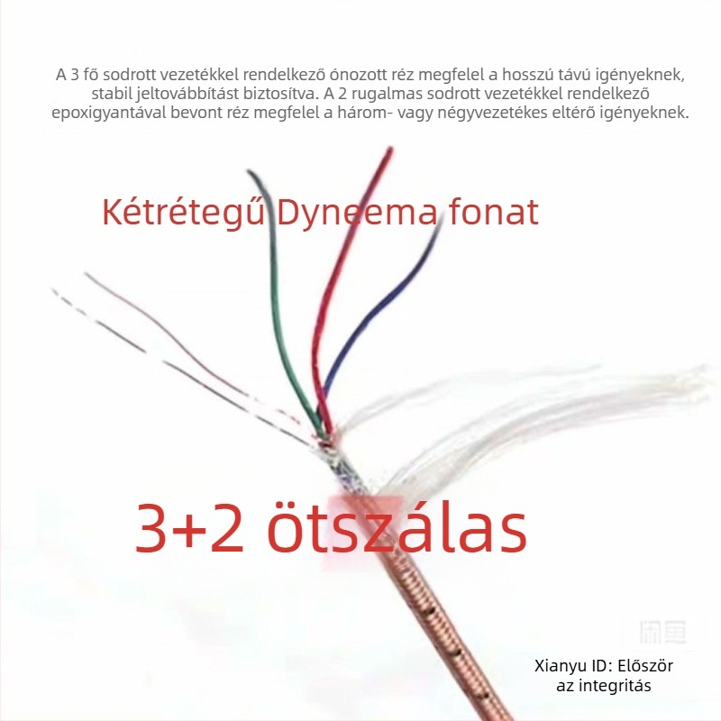1,35 mm Kétszintes Dyneema Kötött Vezeték 3+2, ónbevonat rézmaggal, 2 Emailezett Réz Vezeték 120 kg Túlterheléshez