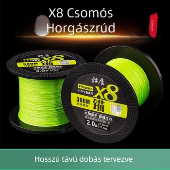 8-szálas kötött PE főzsinór, 500 m, nagy szakítószilárdságú, kopásálló, csónakos horgászatra és műcsalikhoz